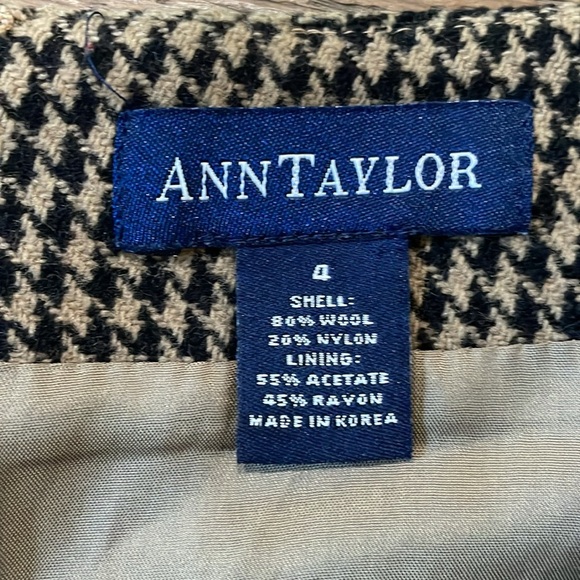 Ann Taylor Brown/Black Houndstooth Pattern Wool Blend Pencil Skirt Size 4 - Picture 5 of 9